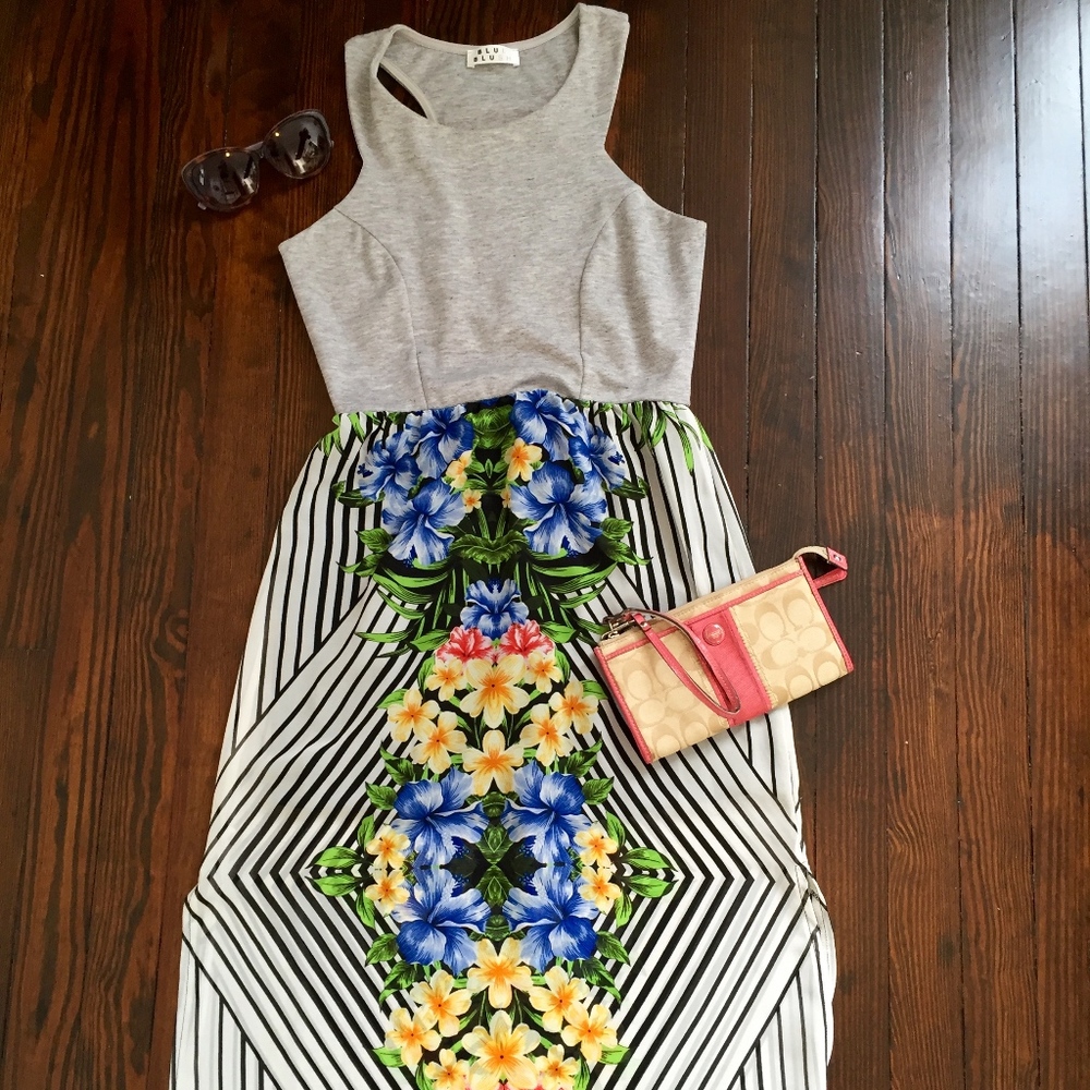 halter top maxi, sheer, semi lined, floral